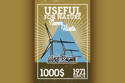 Color vintage wind power banner