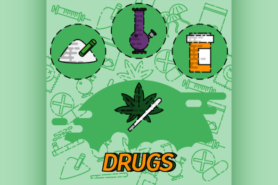 Drugs flat concept icons