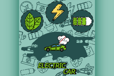 Electric car flat infographic concept.