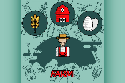 Farm flat concept icons