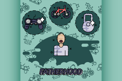 Fatherhood flat concept icons