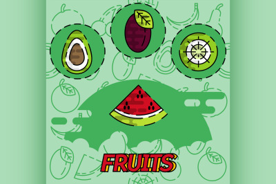 Fruits flat concept icons