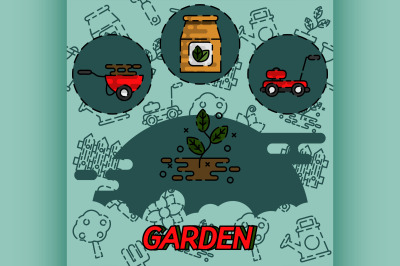 Garden flat concept icons