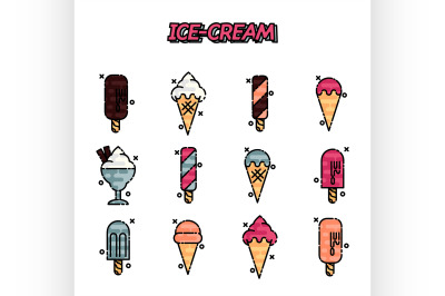 Ice-cream flat icons set