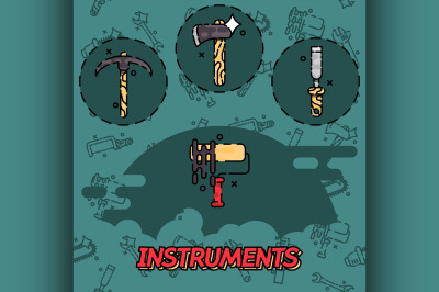 Instruments flat concept icons