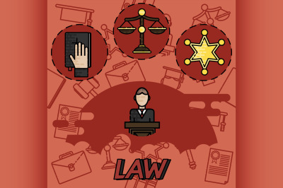 Law flat concept icons