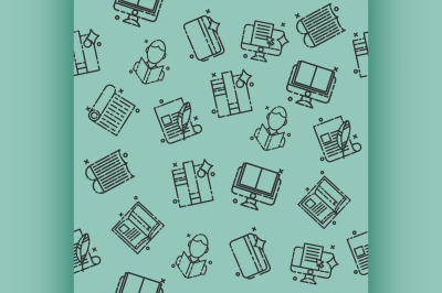 Library flat icons pattern