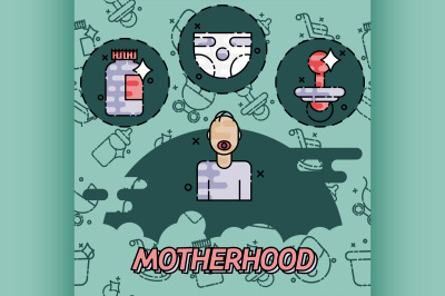 Motherhood flat conept icons