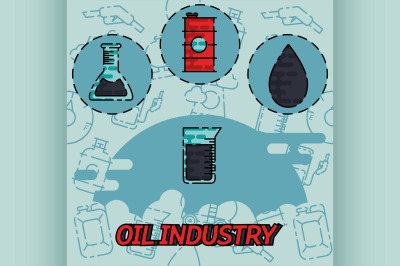 Oil industry flat concept icons