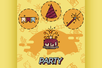 Party flat concept icons