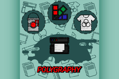 Polygraphy flat concept icons