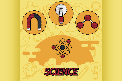 Science flat concept icons