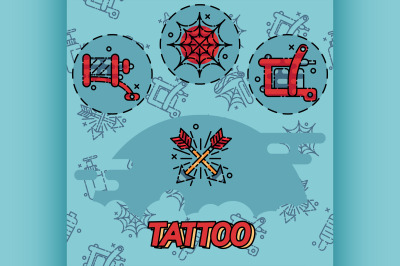 Tattoo flat icons set