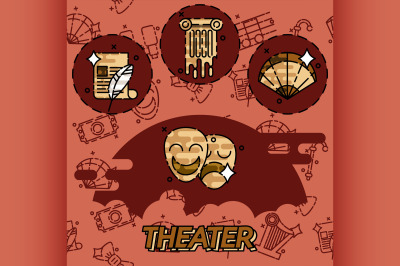 Theater flat concept icons