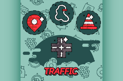 Traffic flat concept icons