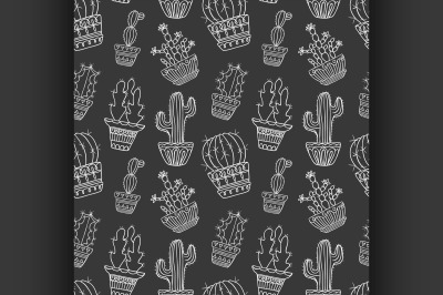 Cute hand drawn vector cactuse pattern