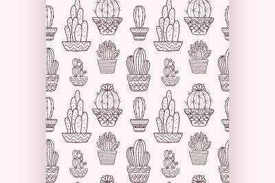 Cute hand drawn vector cactuse pattern