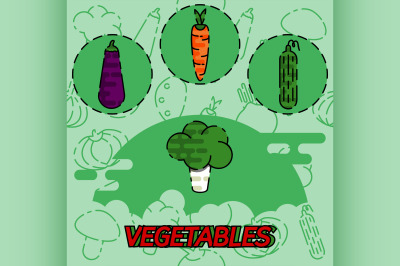 Vegetables flat concept icons