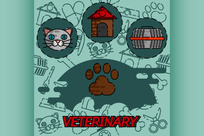 Veterinary pharmacy flat concept icons