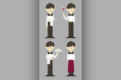 Isolated professional waiter set