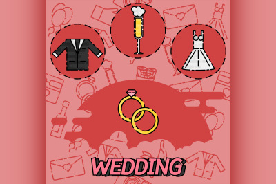 Wedding flat concept icons