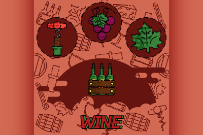 Wine flat concept icons