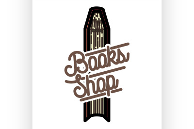 Color vintage books shop emblem