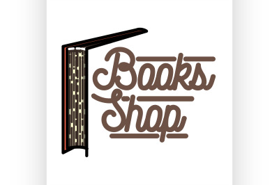 Color vintage books shop emblem