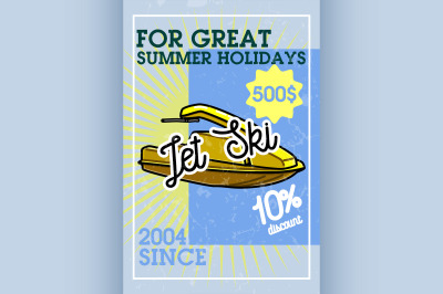 Color vintage jet ski banner