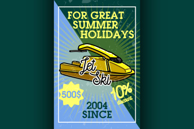 Color vintage jet ski banner
