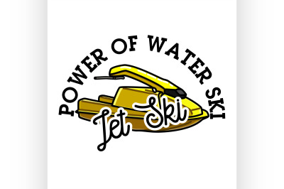 Color vintage jet ski emblem