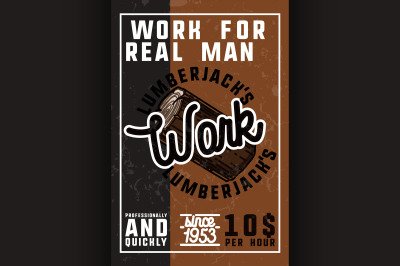 Color vintage lumberjack banner