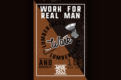 Color vintage lumberjack banner