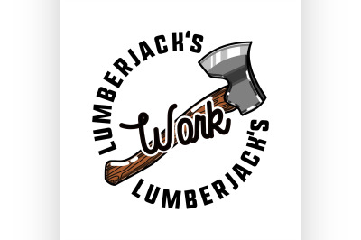 Color vintage lumberjack emblem