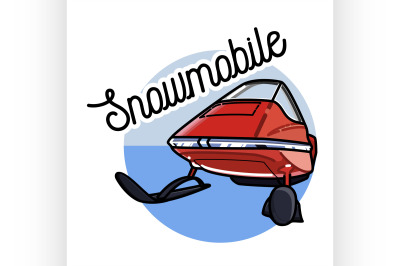 Color vintage snowmobile emblem
