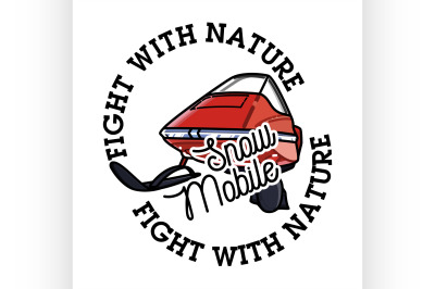 Color vintage snowmobile emblem