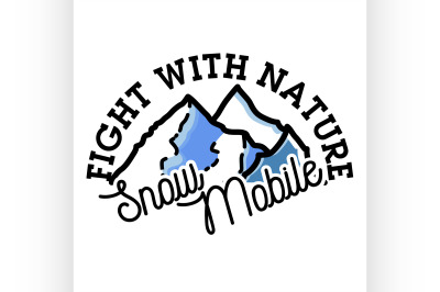 Color vintage snowmobile emblem