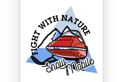 Color vintage snowmobile emblem