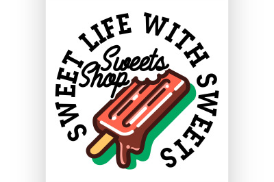Color vintage sweets shop emblem