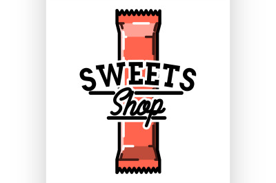 Color vintage sweets shop emblem