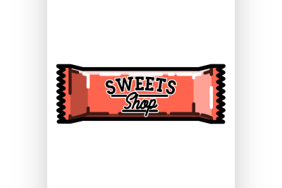 Color vintage sweets shop emblem