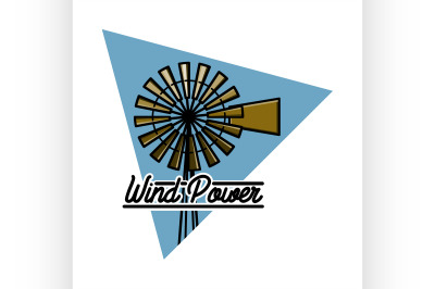 Color vintage wind power emblem