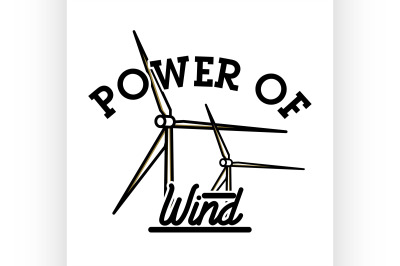 Color vintage wind power emblem