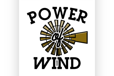 Color vintage wind power emblem