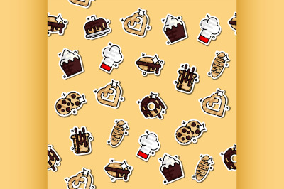 Bakery icons set pattern