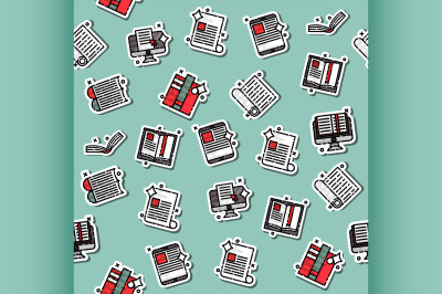 Library flat icons pattern