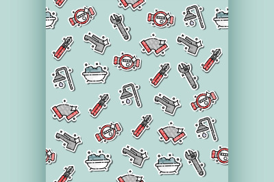 Plumbing concept icons pattern