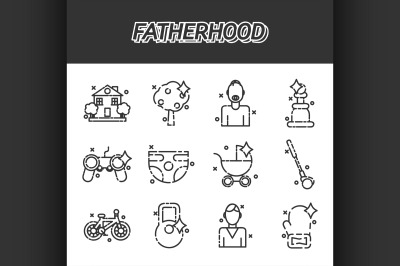 Fatherhood flat icons set