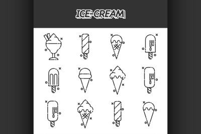 Ice-cream flat icons set