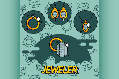 Jeweler flat icons set